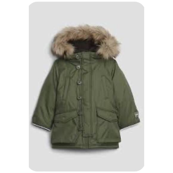 Gap Toddler Baby‎ Coldcontrol Max Hooded Parka Jacket Olive Green Size 2 Years - Picture 1 of 10
